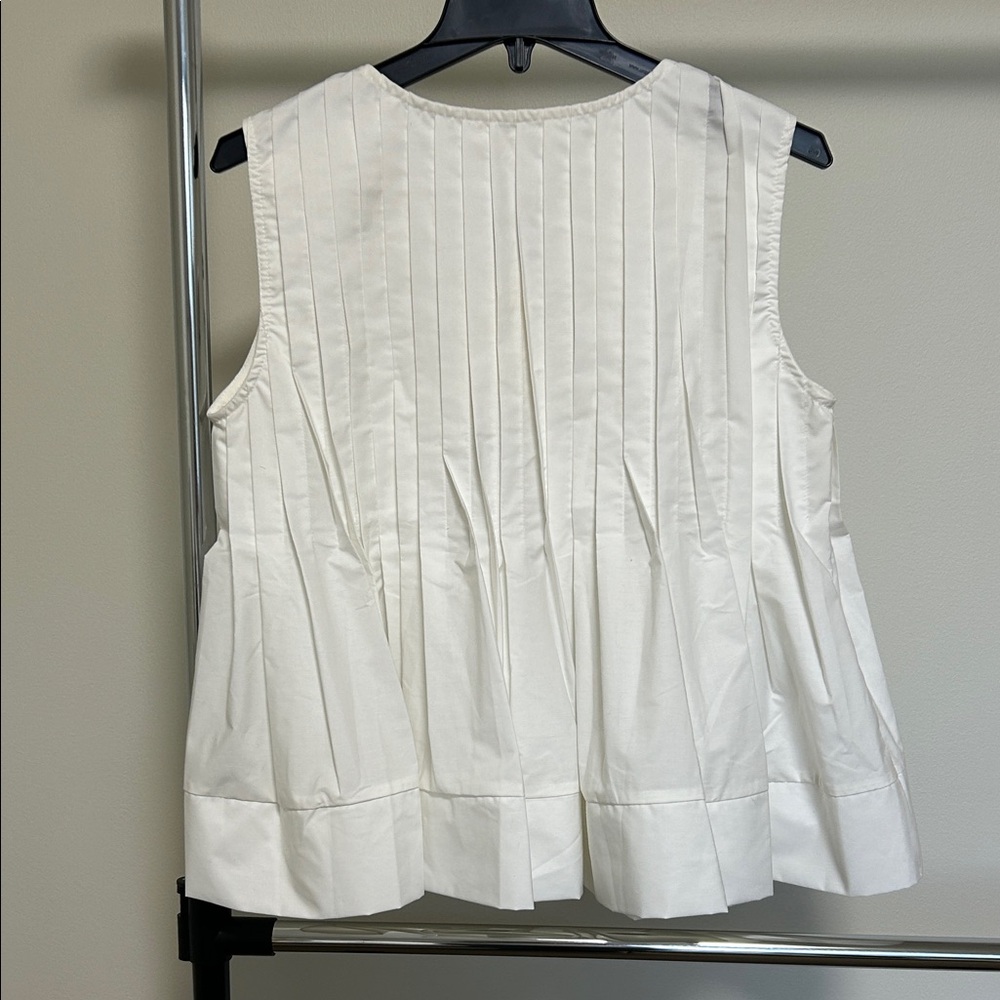 Commense White Sleeveless Pleated Bow-Accent Blouse - Picture 5 of 7